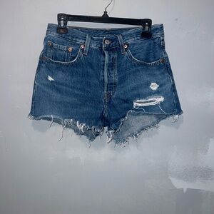 Levi's Blue Distressed Jean Shorts